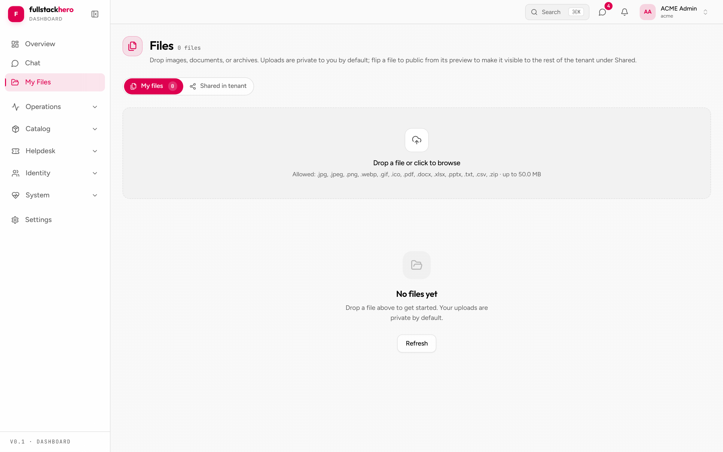 File upload with drag-and-drop area